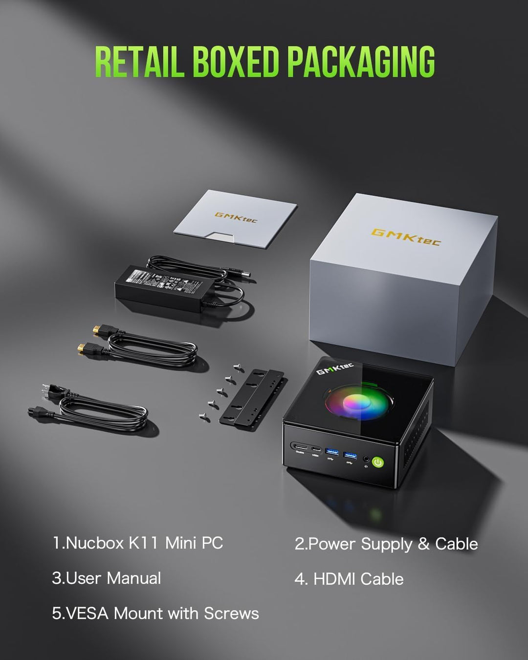 GMKtec K11 Mini PC Gaming Ryzen 9 8945HS 32GB DDR5 RAM 512 GB SSD (8C/16T, bis zu 5,2 GHz) Mini Desk
