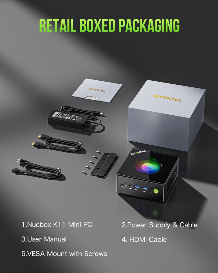 GMKtec K11 Mini PC Gaming Ryzen 9 8945HS 32GB DDR5 RAM 512 GB SSD (8C/16T, bis zu 5,2 GHz) Mini Desk