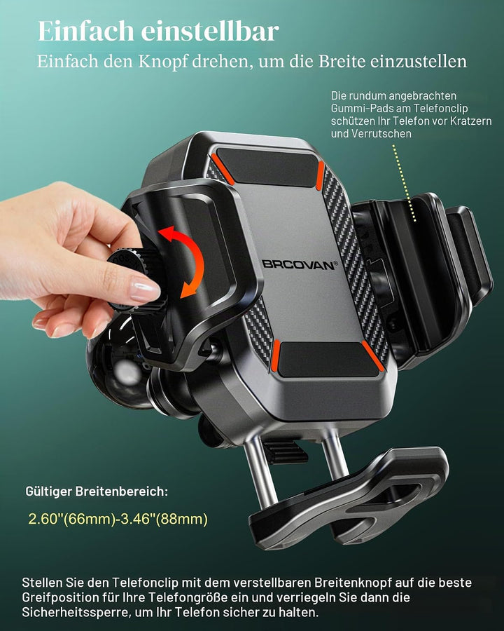 BRCOVAN Handyhalterung mit Vibrationsdämpfer [1s Lock] mit Quadratischer Aluminiumbasis und mittella