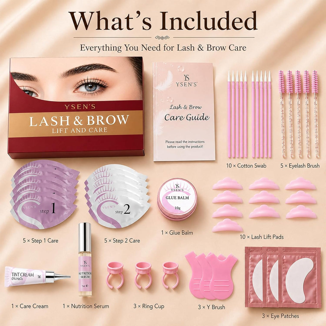 YSEN'S Wimpernlifting Set mit Farbe – 4-in-1 Lash Lift Kit & Brow Lamination Kit mit Glue Balm – Pro