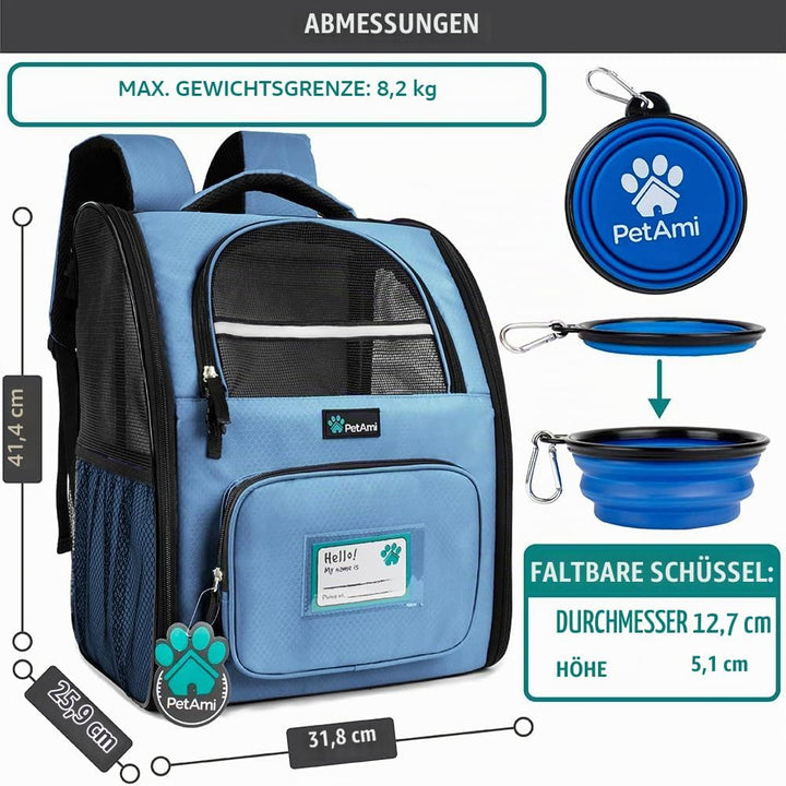 PetAmi Hunderucksack für kleine und grosse Katzen, Haustiere, Welpen, belüfteter Haustier-Wanderruck