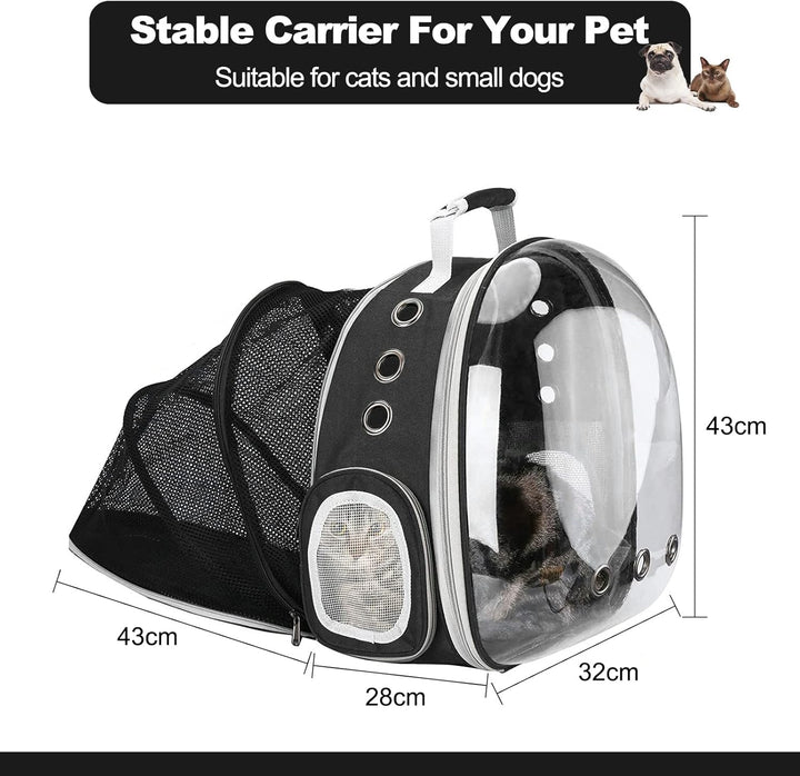 Galatée Katzenrucksack, Hund, Erweiterbarer Haustierrucksack, Belüfteter Raumkapsel-Katzenrucksack,