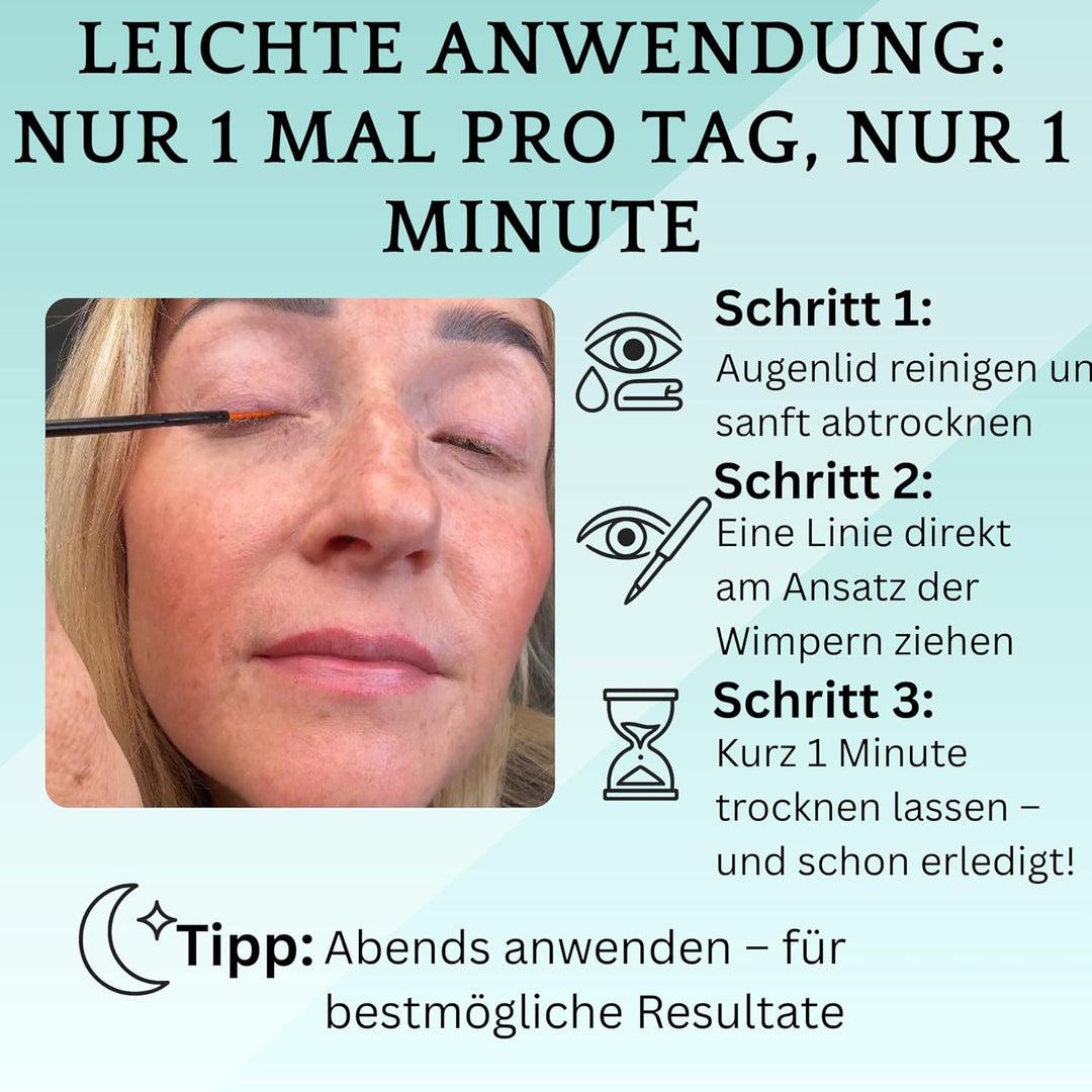 Wimpernserum ohne Hormone I 3ml I Lash Serum vegan &amp; cruelty free | Für empfindliche Augen I Längere