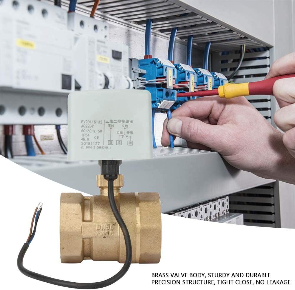 220 V Wechselstrom Elektrokugelhahn, DN50 2 Zoll 2 Wege 3 Draht Messing Motorisiertes Kugelhahn