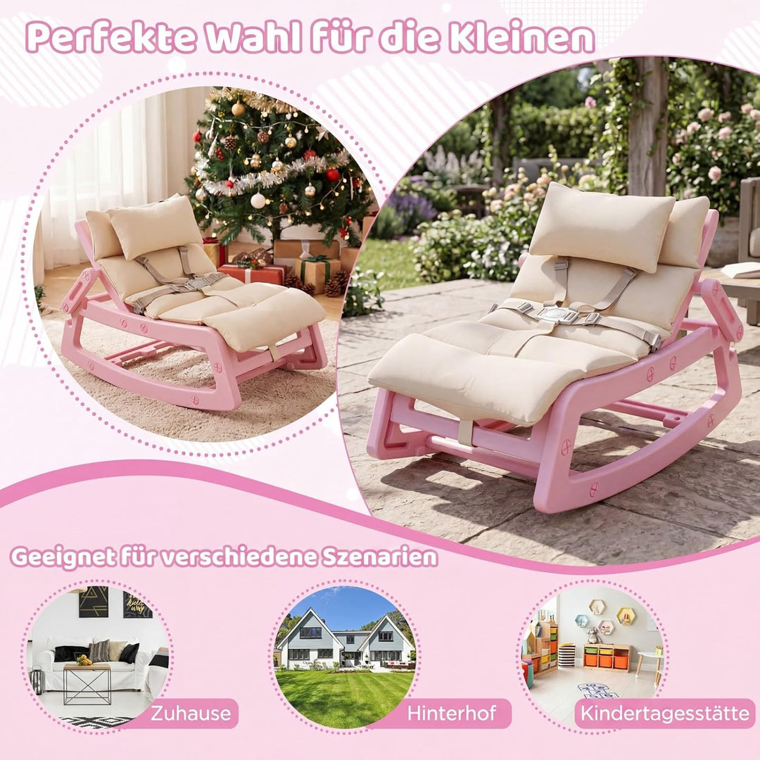 COSTWAY 2 in 1 Babywippe, Baby Schaukelstuhl mit verstellbarer Rücklehne, waschbarem Kissen &amp; Sicher