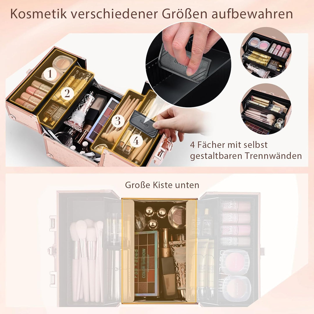 Kosmetikkoffer Schminkkoffer Leer Make up Koffer Alu Beauty Case Abschliessbarer Nagelkoffer Multiko
