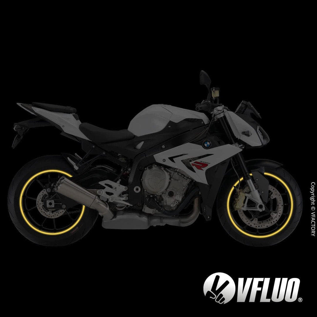 VFLUO - Kit Reflektierende Felgenrandaufkleber Motorrad, Aufkleber für 1 Rad 3M™-Technologie™, 360°-