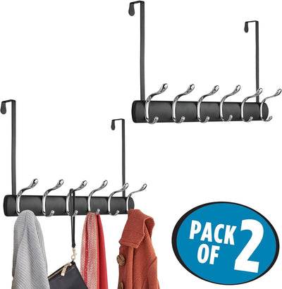 mDesign 2er-Set Türgarderobe zum Einhängen – 12 Garderobenhaken zum über die Tür hängen – Flurgarder