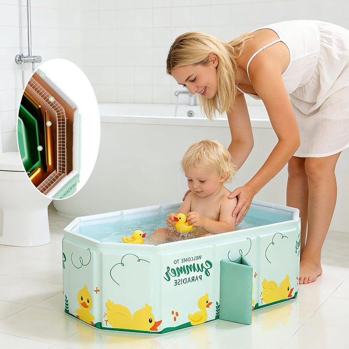 Faltbare Badewanne für Kinder & Babys von 0–6 Jahren,Babybadewanne für Bad & Dusche mit Doppelte Abf