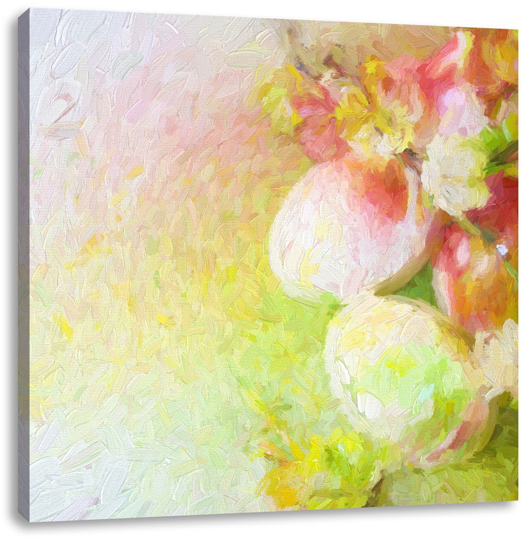 Pixxprint Kunstvolle Ostereier Pinsel Effekt, Format: 70x70 auf Leinwand, 70x70