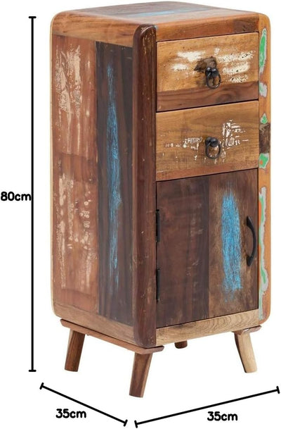 Woodkings® Bad Unterschrank Kalkutta recyceltes Holz bunt rustikal Echtholz massiv Badmöbel Badezimm