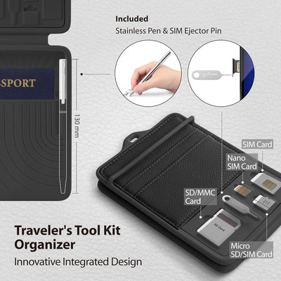 Bone】Passport Holder with Neck Lanyard, Passport and Vaccine Card Holder Combo, Passport Cover, Pass