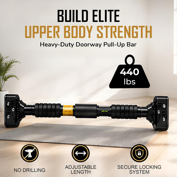 Length Adjustable Pull Up Bar for Doorway - 200KG Capacity 72-95 CM No Screw Home Gym Exercise Equip