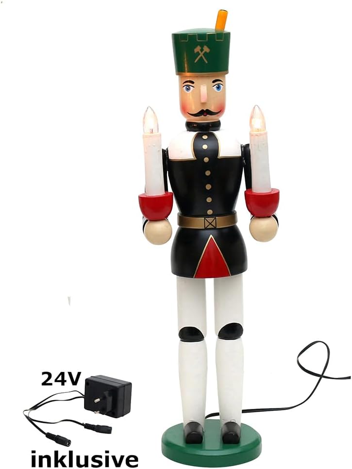 Dekohelden24 Engel und Bergmann Set, elektrisch beleuchtet inklusive Netzteil, Masse L/B/H: 13 x 12