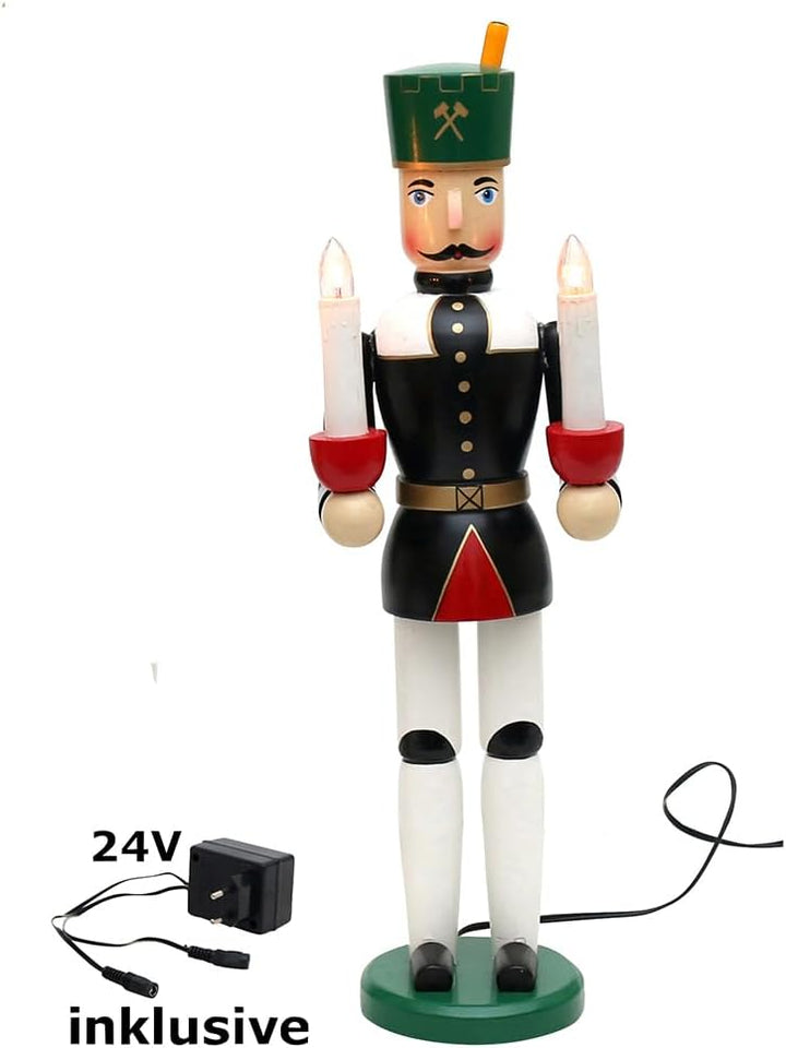 Dekohelden24 Engel und Bergmann Set, elektrisch beleuchtet inklusive Netzteil, Masse L/B/H: 13 x 12