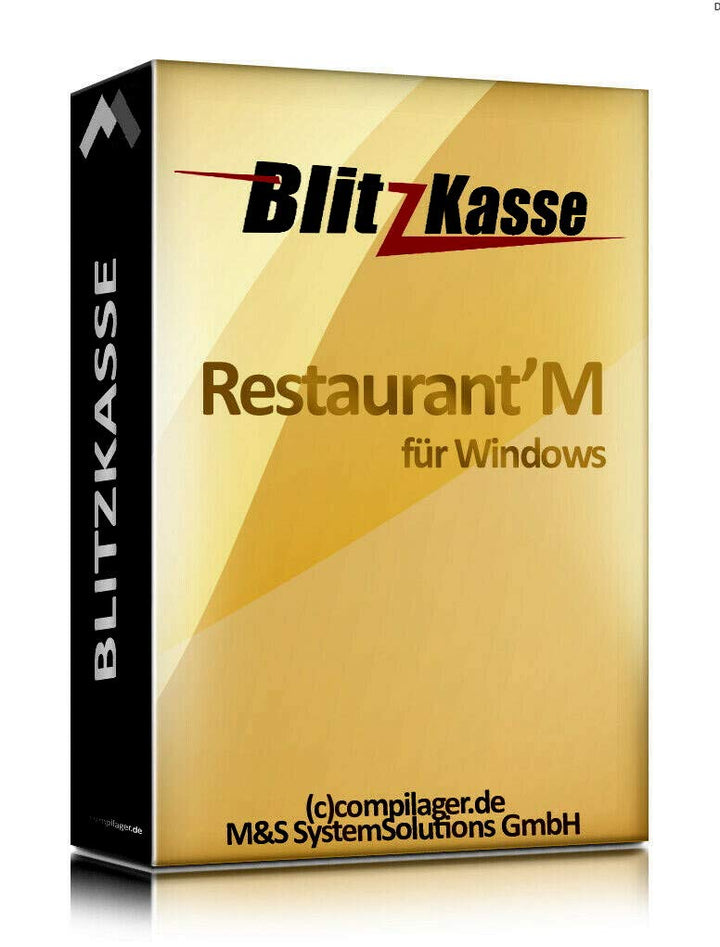 WIN Kassensoftware BlitzKasse Restaurant M für Gastronomie. 50 Tische, 2 Drucker. GDPdU, GoBD, TSE K