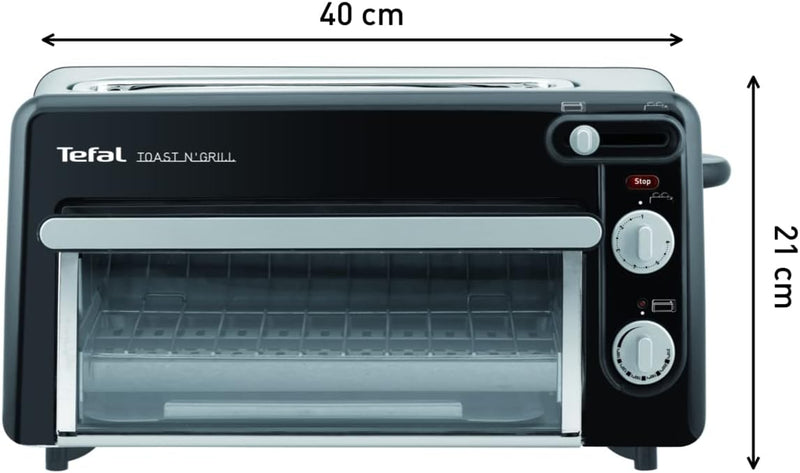 Tefal Toast n’ Grill TL6008 | 2 in 1 Toaster und Mini-Ofen | Sehr energieeffizient und schnell | 130