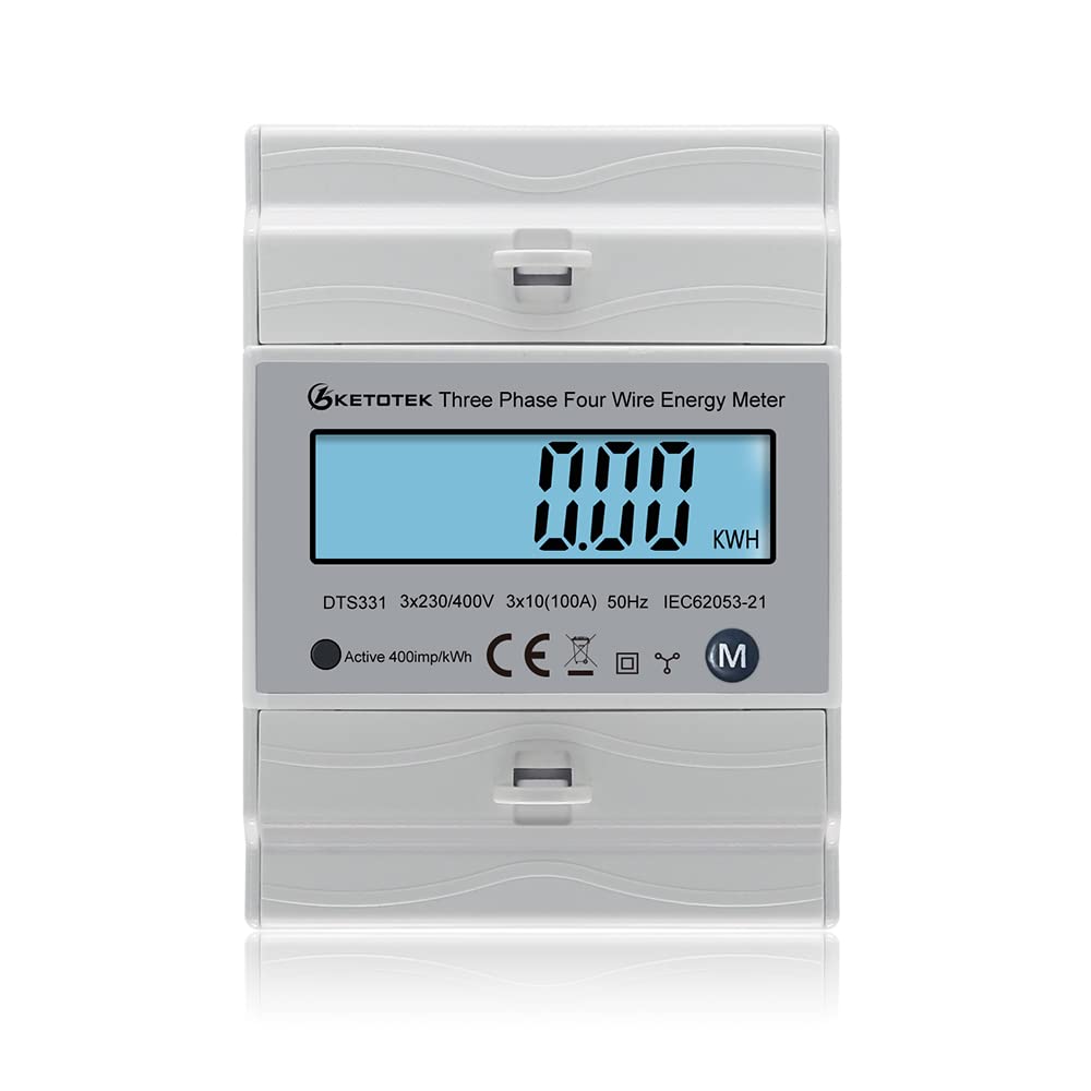KETOTEK 3 Phasen Stromzähler AC Ampere Volt Leistung Energiemonitor Top Hat Din Rail Bidirektionaler