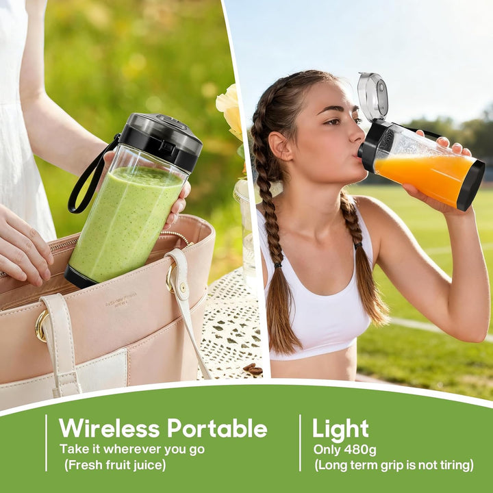MIAOKE Tragbarer Smoothie-Mixer, 700 ml wiederaufladbarer persönlicher Mixer, Enthält sowohl Automat