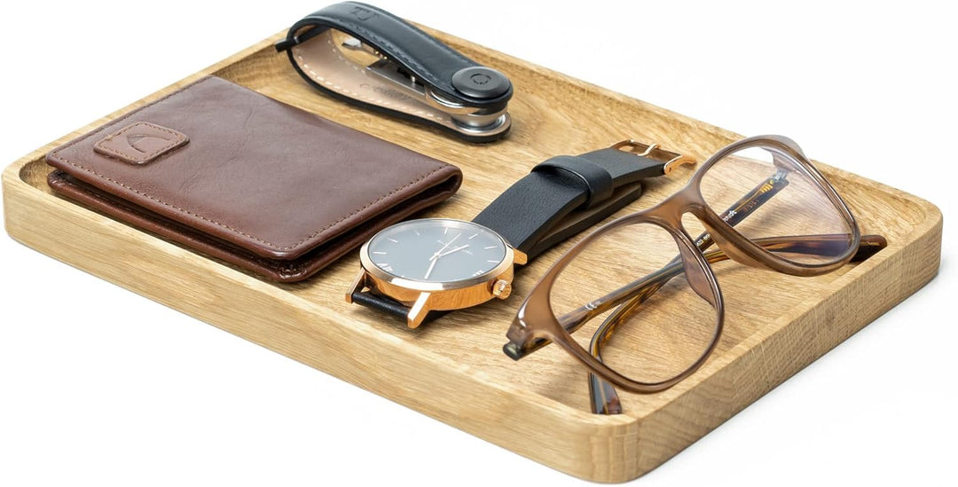 Oakywood Schreibtischablage B23 x T16,5 x H2 cm, aus Massivholz (Eiche oder Nussbaum), handgefertigt