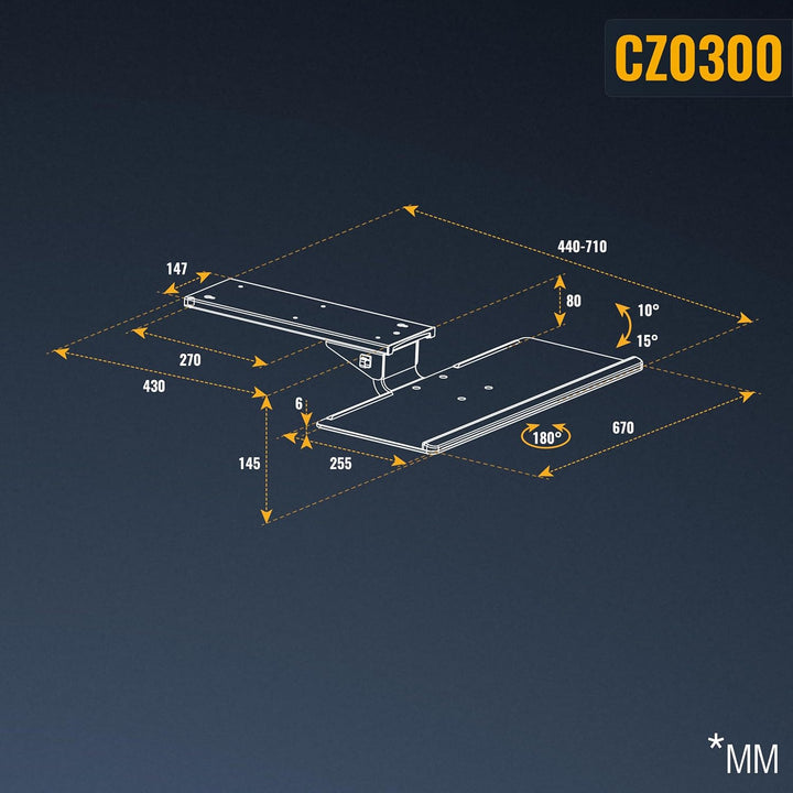 RICOO Tastatur-Halterung Schwenkbar Neigbar (CZ0300) Computer PC Schreibtisch Tastatur-Auszug Keyboa