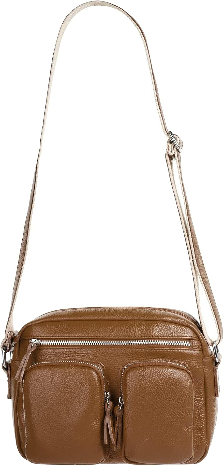 Samantha Look Umhängetasche echt Leder Damen | Made in Italy, Crossbody Bag mit Aussentaschen, Schul