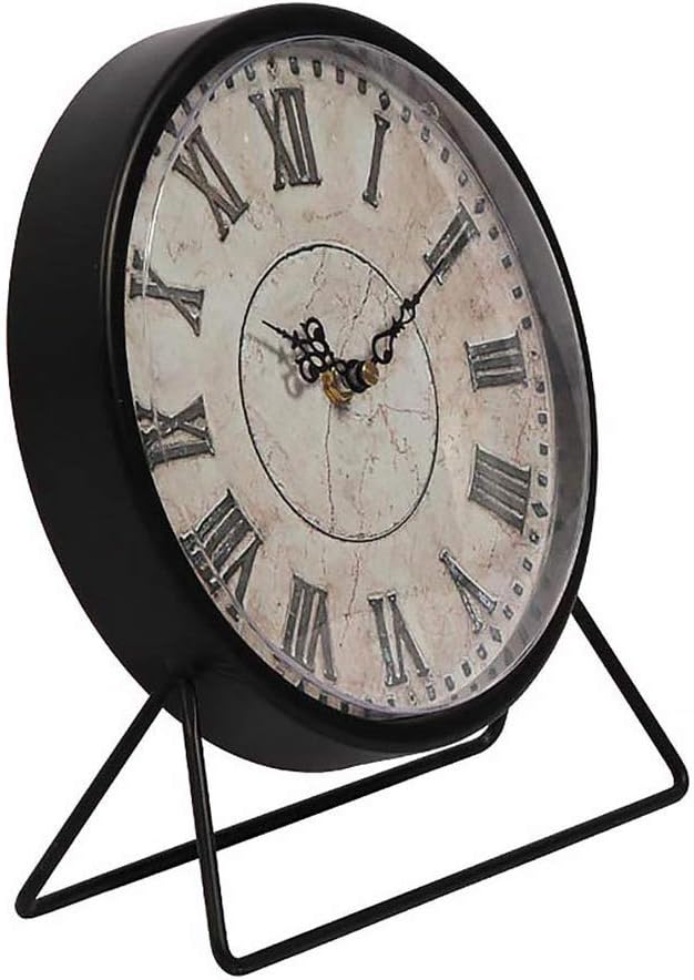Vintage Schwarz Tischuhr Lautlos Nicht tickend 9 Zoll Analog Metall Schreibtischuhr Klassische Retro