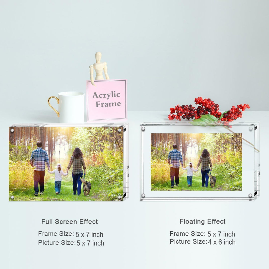 Boxalls Bilderrahmen 13 x 18 cm(5 x 7 inch)-2er Set, Acryl Magnetischer Fotorahmen, Doppelseitiges R