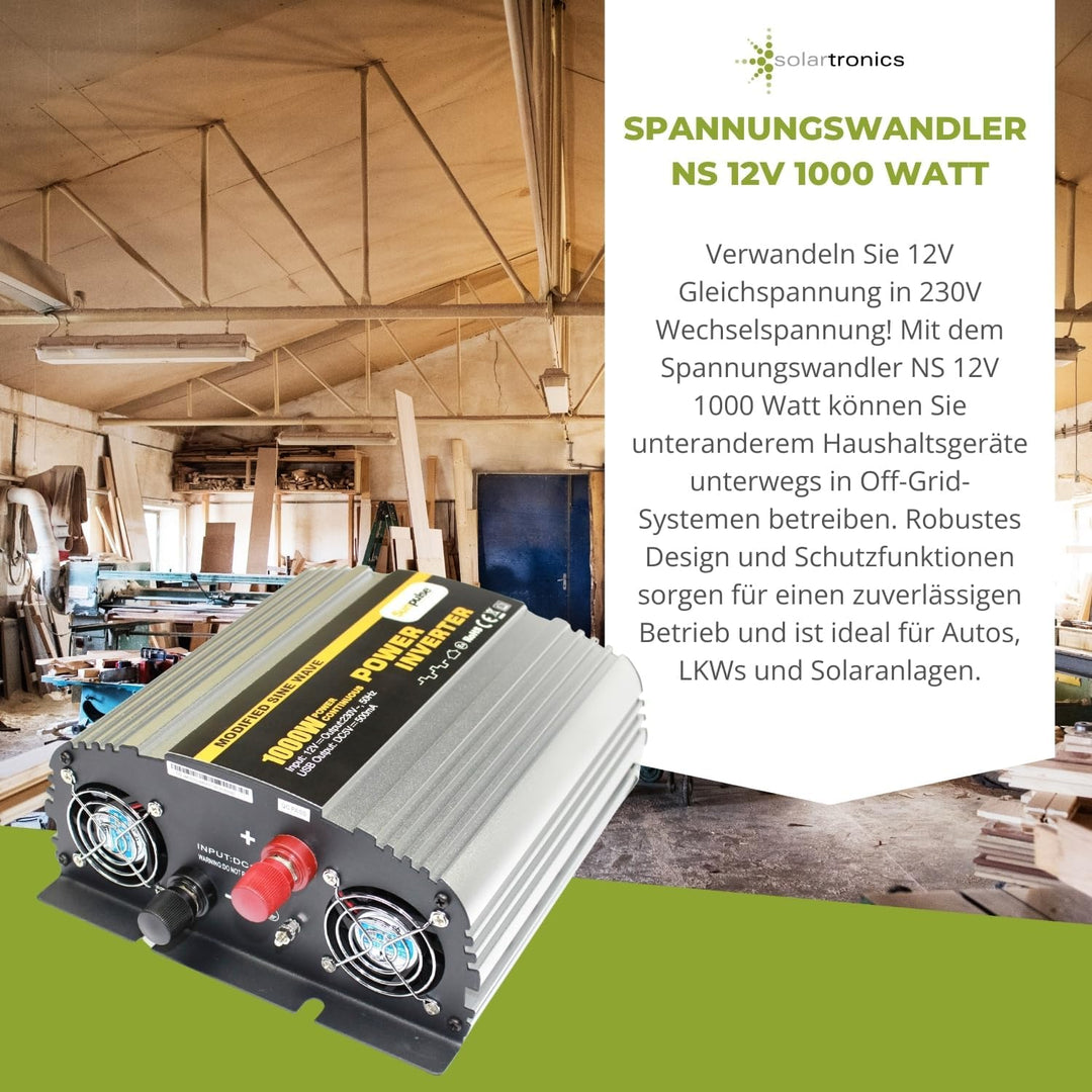 Spannungswandler NS 12V 1000 Watt Inverter Wechselrichter