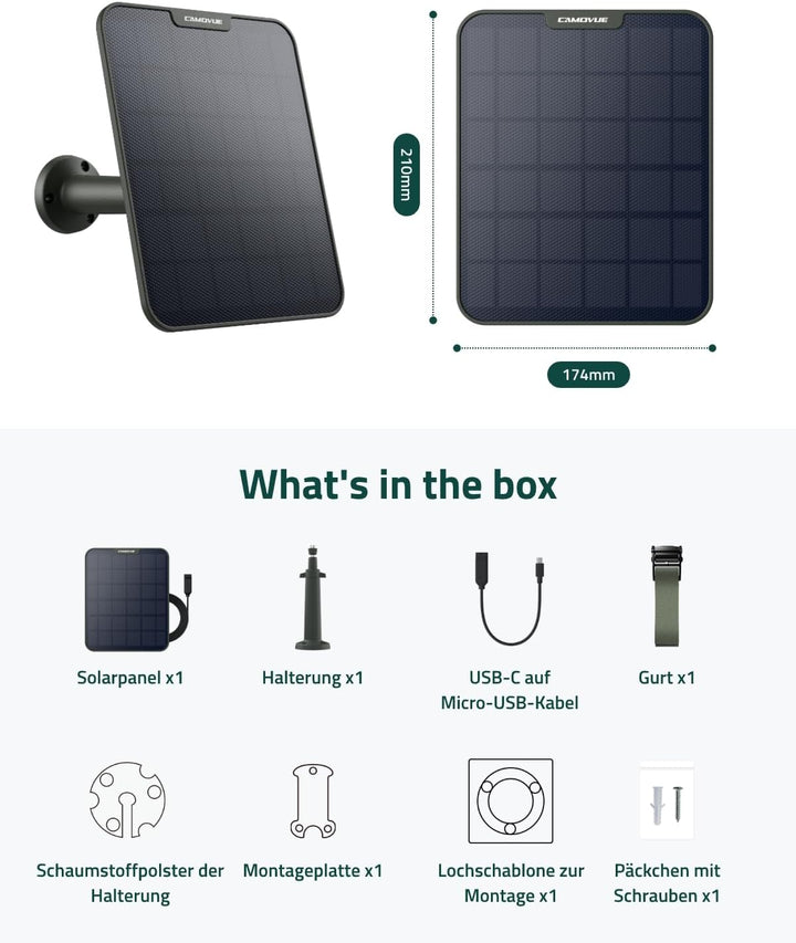 Solarpanel SP-10 für Wildkamera, Kompatibel Reolink Kameras, 6W Schnellladung für Nonstop-Stromverso