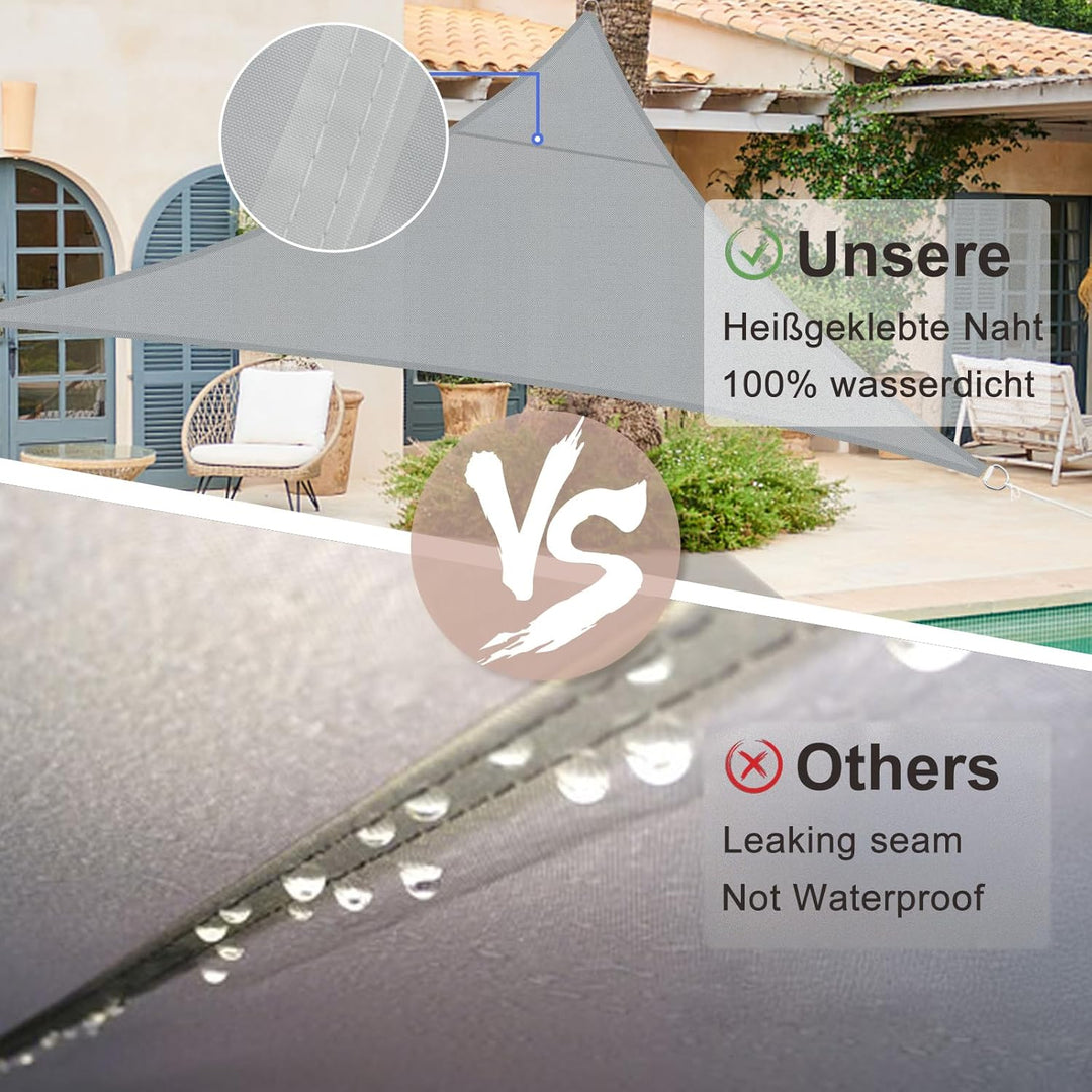 SUNNY GUARD Sonnensegel Wasserdicht 4x4x4m Dreieckig Sonnenschutz Wetterschutz Segel Baldachin UV Sc
