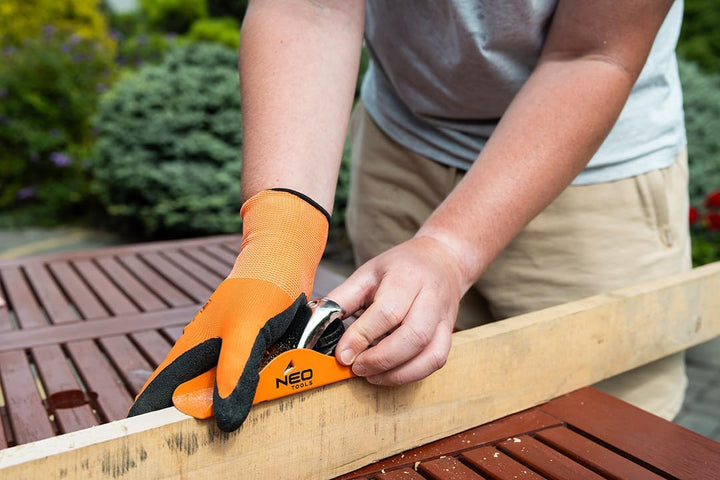 NEO TOOLS Handhobel 163x45mm – Präzisions-Holzhobel aus Gusseisen mit 42mm Klinge aus 65MN Stahl, ve