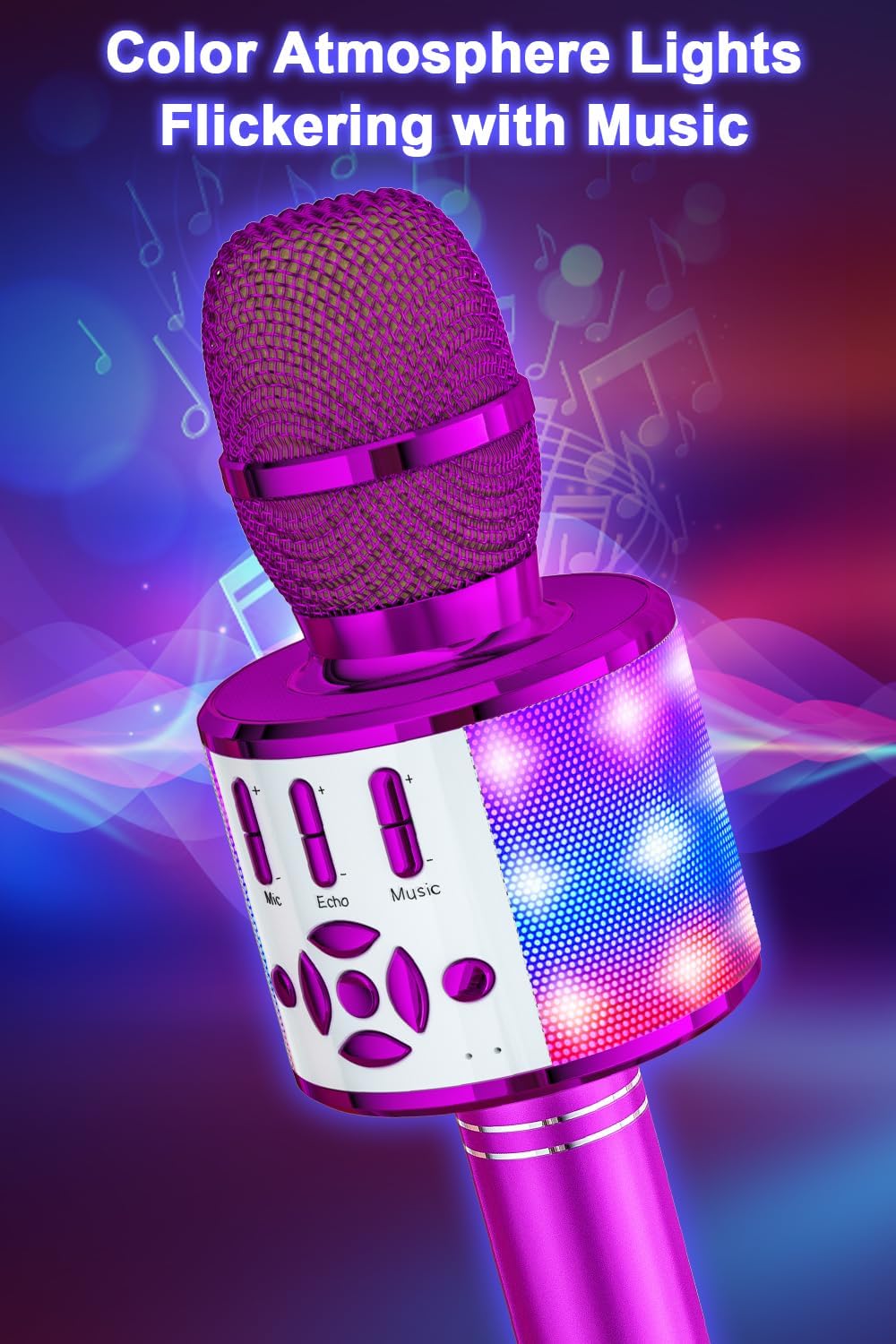 BONAOK Magic Sing Karaoke Mikrofon, Kinder, 4 in 1 Microphone, Drahtloses Bluetooth für die Zuhause