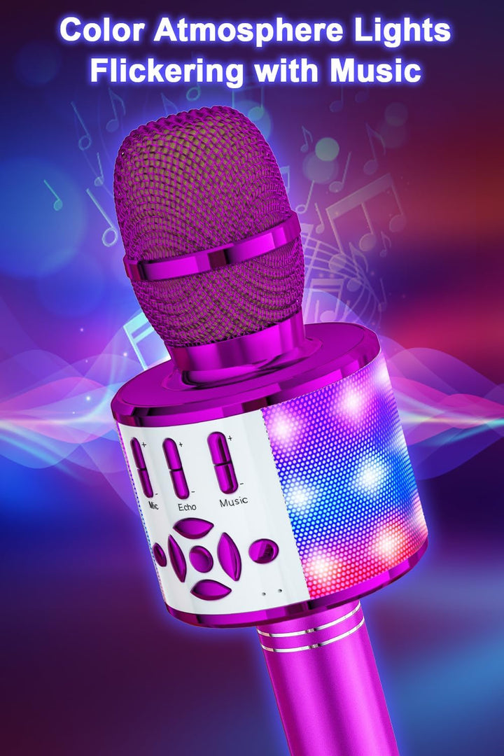 BONAOK Magic Sing Karaoke Mikrofon, Kinder, 4 in 1 Microphone, Drahtloses Bluetooth für die Zuhause