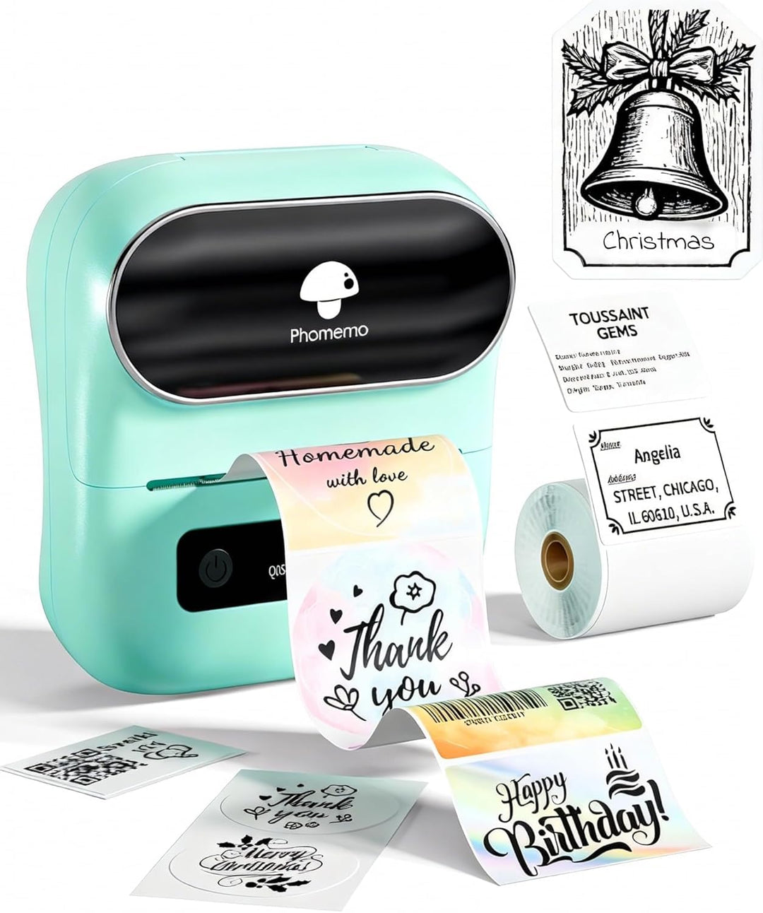 Phomemo M220 Etikettendrucker, Bluetooth Monochrom Edikettengerät Tragbarer Etiketten Drucker, Unter