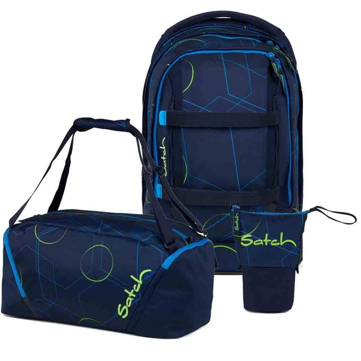 Satch Pack Pencil Slider Edition Schulrucksack Set 3tlg. inkl. Sporttasche (Blue Tech), Blue Tech