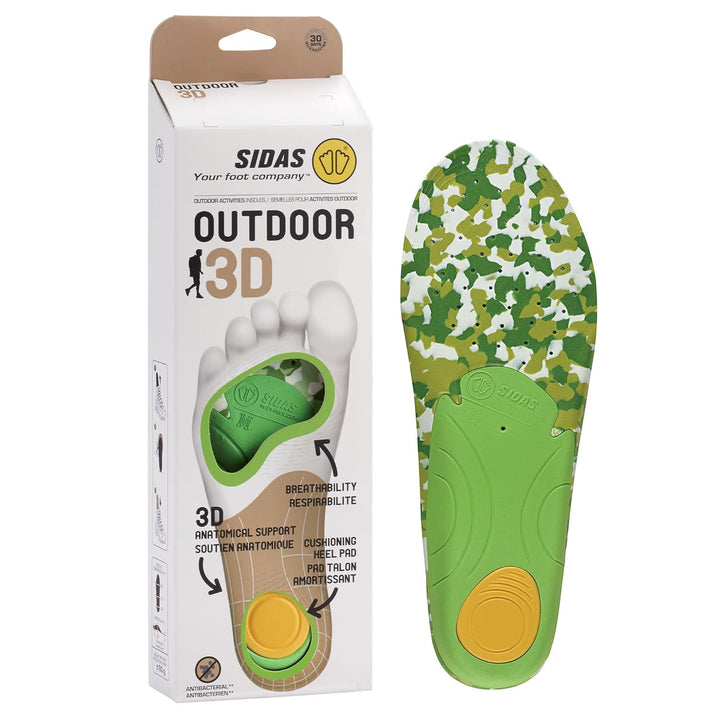 Sidas 3D Einlegesohlen für Wanderungen & Outdoor-Aktivitäten 46-48 Grün, 46-48 Grün