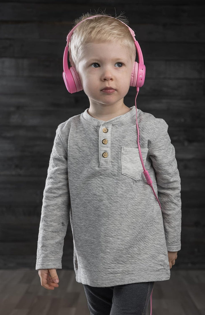 ONANOFF Travel Kinder On Ear Stereo-Kopfhörer, faltbar, Geräuschbegrenzung, Rosa