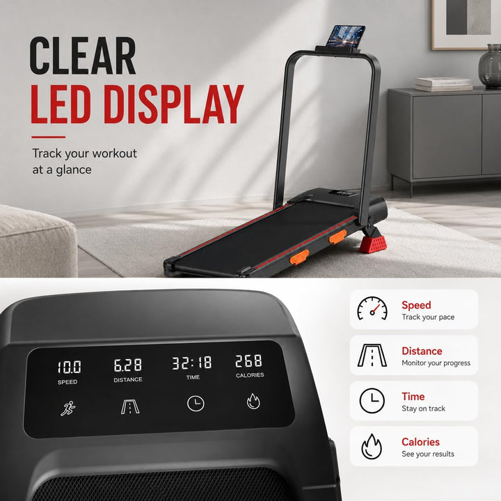 Treadmill Walking Pad Klappbar mit Steigung 10% 3.0HP 136KG LED | Laufband für Zuhause Klappbar Leis