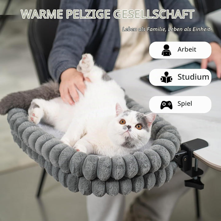 Cheerpals Katzenliege Schreibtisch &amp; Tisch – Platzsparend Klappbar (Nach Unten) Katzenhängematte mit