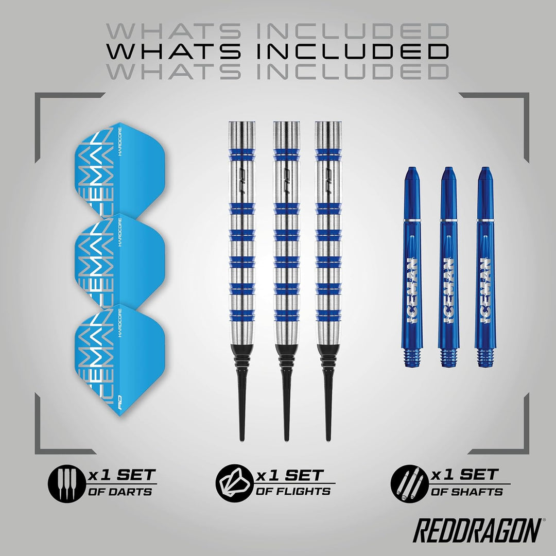 RED DRAGON Gerwyn Price Iceman Challenger Professional Tungsten Darts Set with Flights and Stems 18.