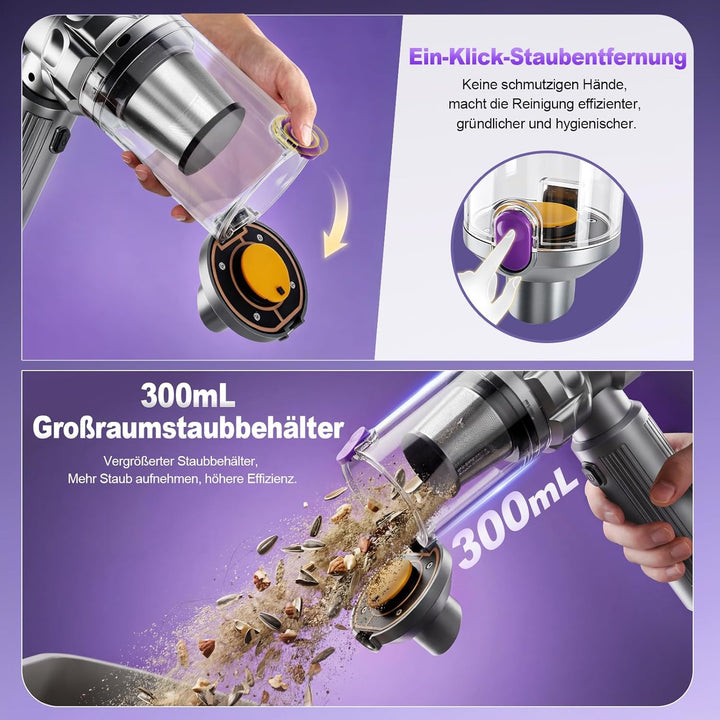 Autostaubsauger, 4-in-1 Mini Handstaubsauger Auto Akku Kabellos, 28000Pa Auto Staubsauger Stark, 3-G