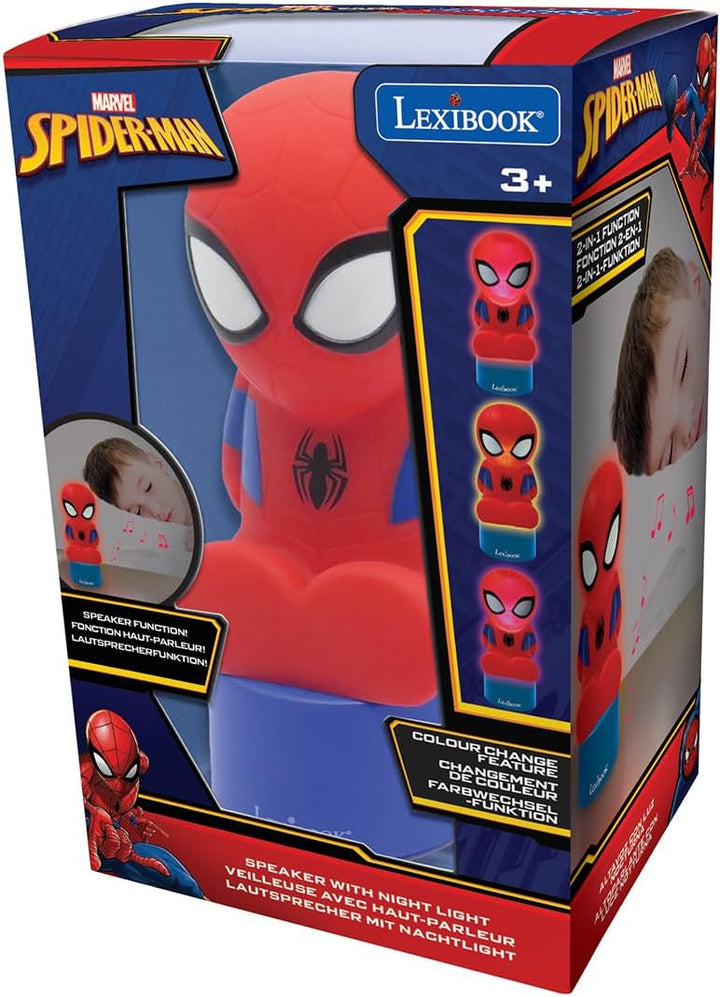Lexibook Spiderman Nachtlicht und Lautsprecher für Kinderzimmer, Farbwechsel, weiches Licht, batteri