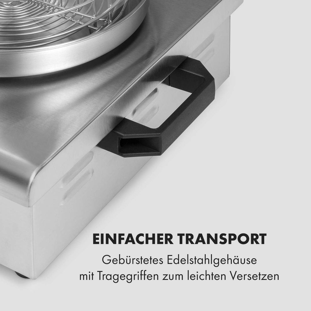 Klarstein Pro Wurstfabrik 450 Profi Hot Dog Maker, 450 Watt, 30-100 °C, Glaszylinder: Ø 20 cm, unter