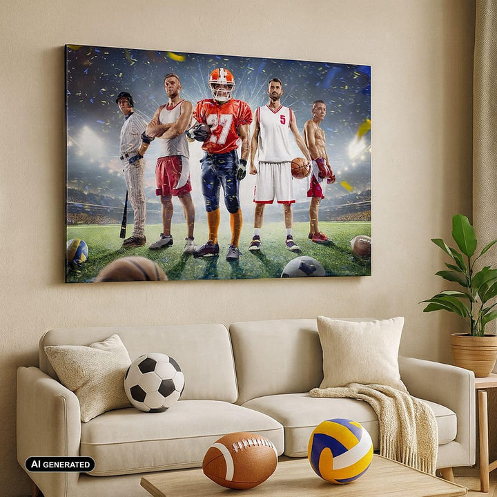 Bilder auf Leinwand 100x70cm Leinwandbild mit Rahmen Sport Sportler Gross Wanddeko Bild Schlafzimmer