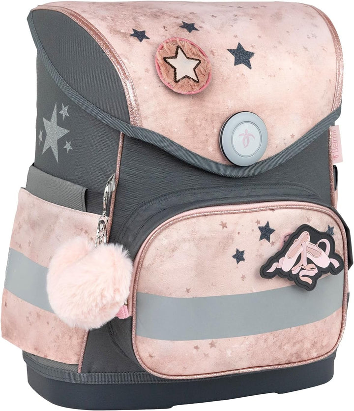 Belmil Compact mit Patches Schulranzen Set 5-teilig mit Brustgurt (405-41/AG/B/S) (Belle Pirouette),