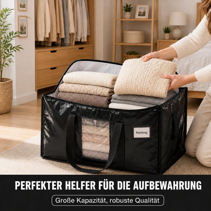 Aufbewahrungstasche gross 94L 4 Stück Grosse umzugskartons Faltbare Kleideraufbewahrung mit Reissver