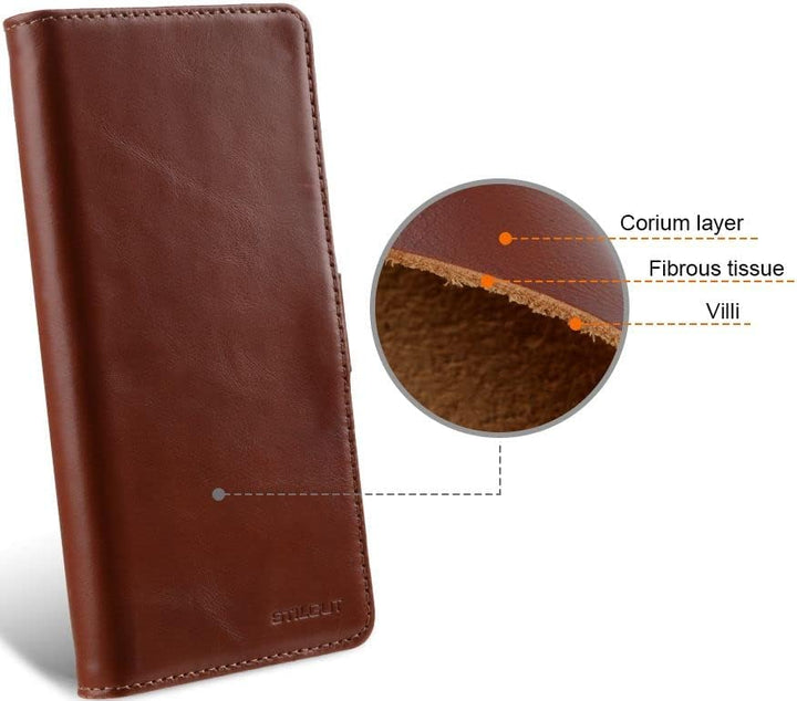 STILGUT Talis kompatibel mit Google Pixel 6 Pro Hülle mit Kartenfach aus Leder, Flip Cover, Wallet C