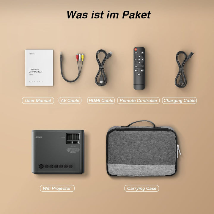 Beamer 5G WiFi Bluetooth, 10000 Lux Full HD 1080P 4K Unterstützt, iZEEKER Mini Projektor 300” Heimki