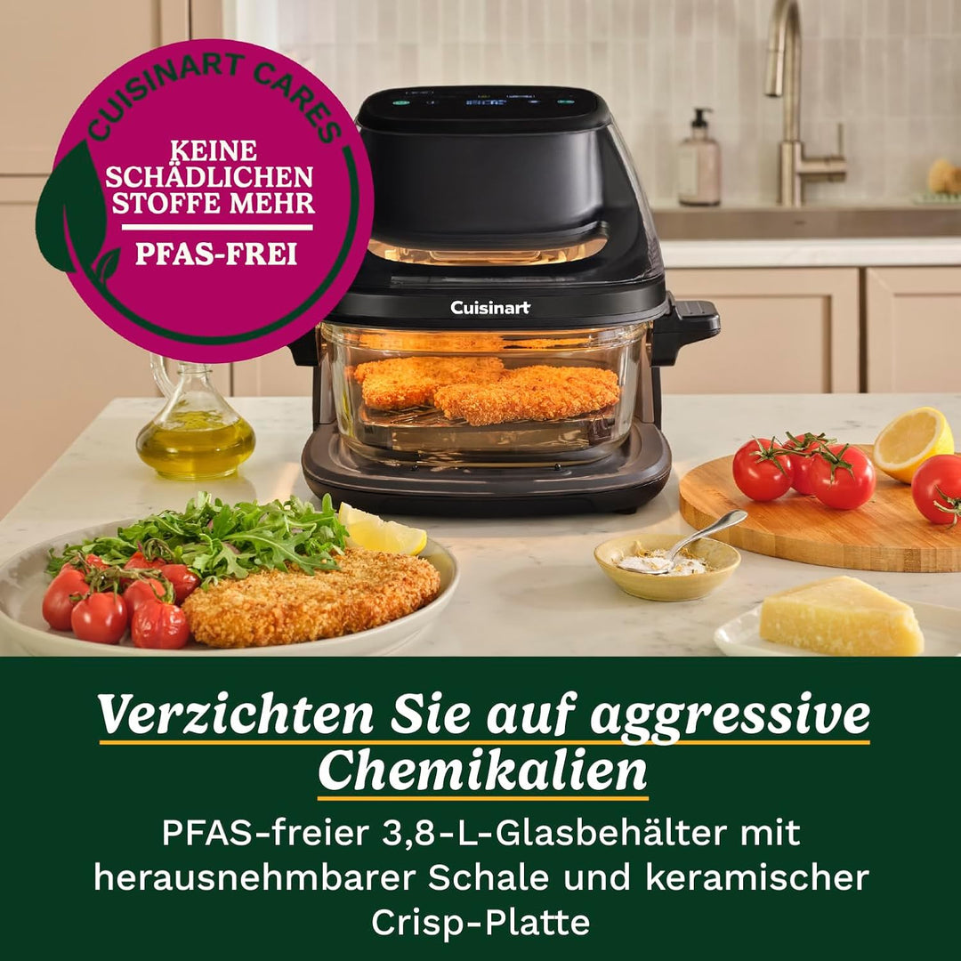 Cuisinart ClearView 3,8 L Heissluftfritteuse mit Glasbehälter | 5‑in‑1 Airfryer | Frittieren ohne Öl